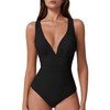 QINSEN One Piece Bathing Suit for Women Tummy Control V