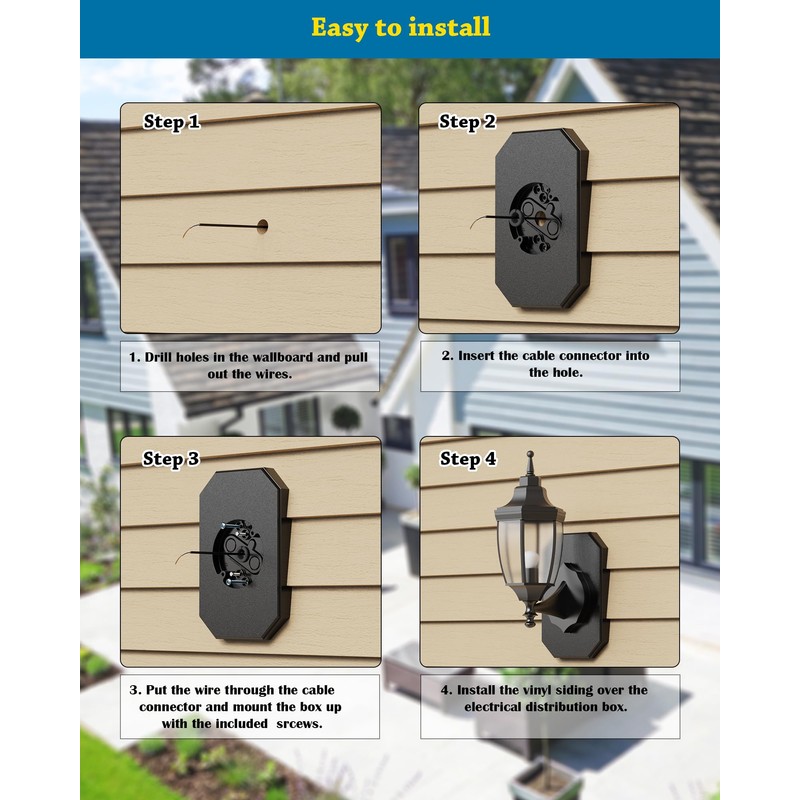 Siding Light Mounting Block, 8141DBL Black Outdoor Mounting Plate kit