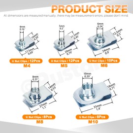 Rustark 50Pcs M4 M5 M6 M8 M10 Auto Car U-Clip U Nut Assortment Kit U Style Clip-on Nuts Carbon Steel U Nuts Clip U-Shaped Nut for Dash Door Panel Interior Cars Motorcycle