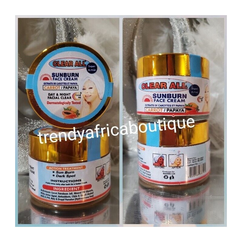 Clear All Sun Burn Day & Night Face Cream. 50g