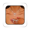 ACEDRE Rhinestone Bow Jewelry Set Silver Sparkly Crystal Bowknot Pendant