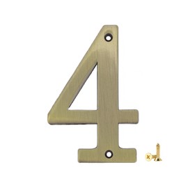 1Pcs 3Inch Metal House Numbers with M2 Screws Solid Zinc Alloy Mailbox Numbers for Outside, 3D Address Numbers for House, Apartment, Office, Hotel Room, Mailbox Signs (Bronze, No.4)