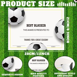 Tenare 48 Pcs Soccer Athletic Award Certificates End of Season Sports Achievement Award Certificates Soccer Certificates of Achievement Sports Party Supplies for Teams, Players, 8.5 x 11 Inches