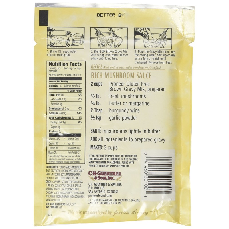 Pioneer Brand Gluten Free Brown Gravy Mix 1.61 Oz (Pack