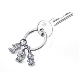 TROIKA THREE MONKEYS – KR17-18/MA – Schlüsselanhänger – Emoji Affe – 3 Affen – Nichts sehen, nichts hören, nichts sagen – Metallguss – matt – verchromt – silber – TROIKA-Original