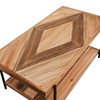 CONSDAN StoneCreek Coffee Table, Solid Fir Wood & Metal Frame,