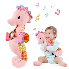 Fuzqq Baby Girl Toys 0-6 Months,Infant Musical Stuffed Animals Soft Toy with Bright Colors,Crinkle Sound Paper, Multi-Textures & Rattles,Baby Newborn Toys for 0 3 6 9 12 Months Boy/Girls(Pink)