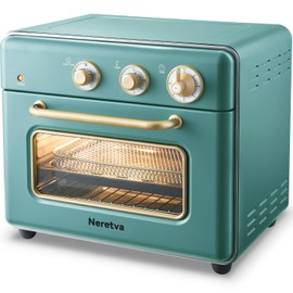 Neretva [21 QT& 6-in-1] Toaster Oven & Air Fryer, Compact Toaster Ovens Countertop with 5 Slices 1500W Rapid Heat Air Fryer Toaster Oven Combo Stainless Steel for Bake/Toast/Broil/Air Fryer/Defrost