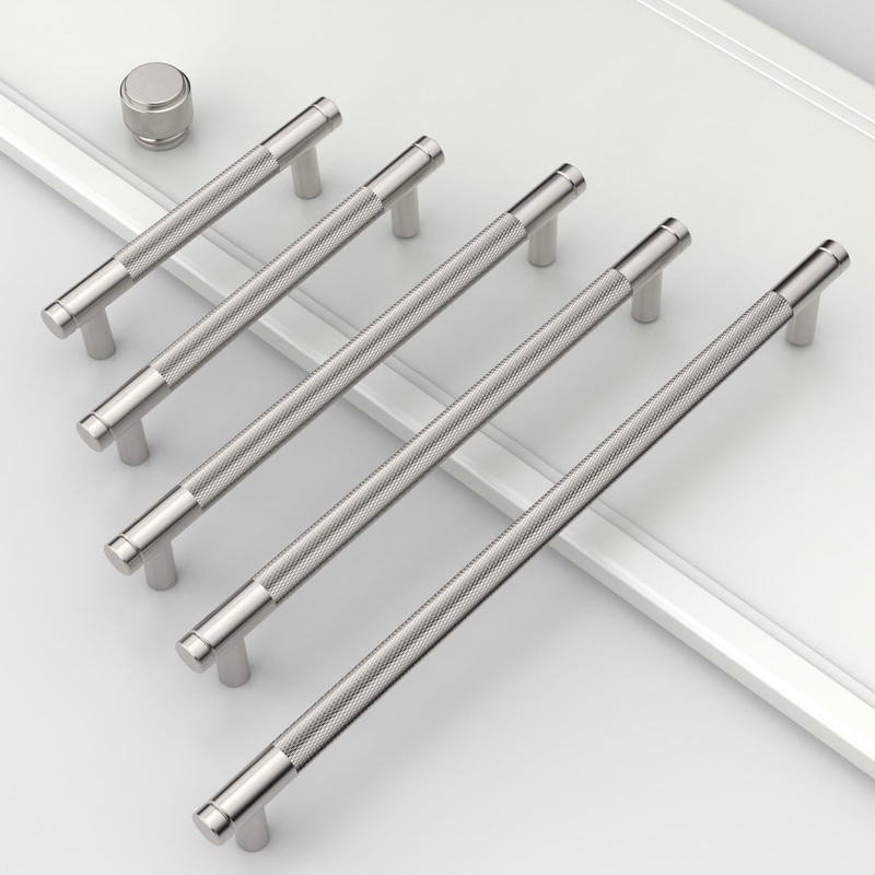 Coinkoly 10 Pack 7"(177mm) Brushed Satin Nickel Cabinet Pulls Knurled