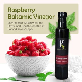 Kasandrinos Raspberry balsamic vinegar, Greek salad dressing, Aged balsamic vinegar Used to enhance salad dressings, marinades, and sauces, best balsamic vinegar, 250 ml / 8.5 oz Bottle
