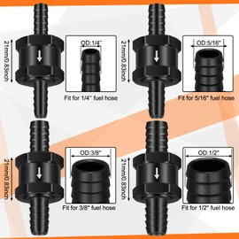 Tandefio 4 Pcs 1/4'' 5/16'' 3/8'' 1/2'' Fuel Non Return Inline One Way Check Valve for Fuel Line Oil Petrol Diesel Gasoline Water Aluminium Alloy, 6 mm 8 mm 10 mm 12 mm (Black)