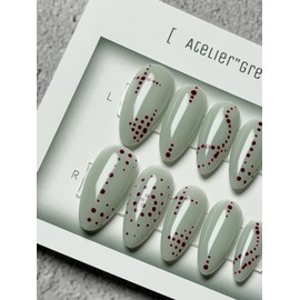Vintage dot henna handmade handmade nail tips - short coffin / 빈티지도트헤나 핸드메이드 수제네일팁 - 숏 코핀