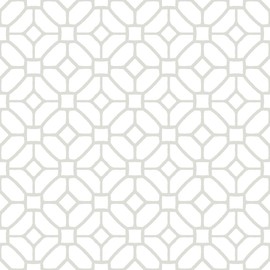 FloorPops FP2946 Lattice Peel Stick Floor Tiles, White & Off-White