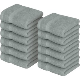Utopia Towels [12 Pack Premium Wash Cloths Set (12 x 12 Inches) 100% Cotton Ring Spun, Highly Absorbent and Soft Feel Essential Washcloths for Bathroom, Spa, Gym, and Face Towel (Cool Grey)