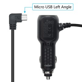 Dash Cam Mini USB Power Cable, Left Angle 90 Degree Mini USB with Dual USB Port Fast Power Supply, for 12V-24V Car and Truck Dash Cam, GPS Navigator, MP3 Player and Other USB Devices