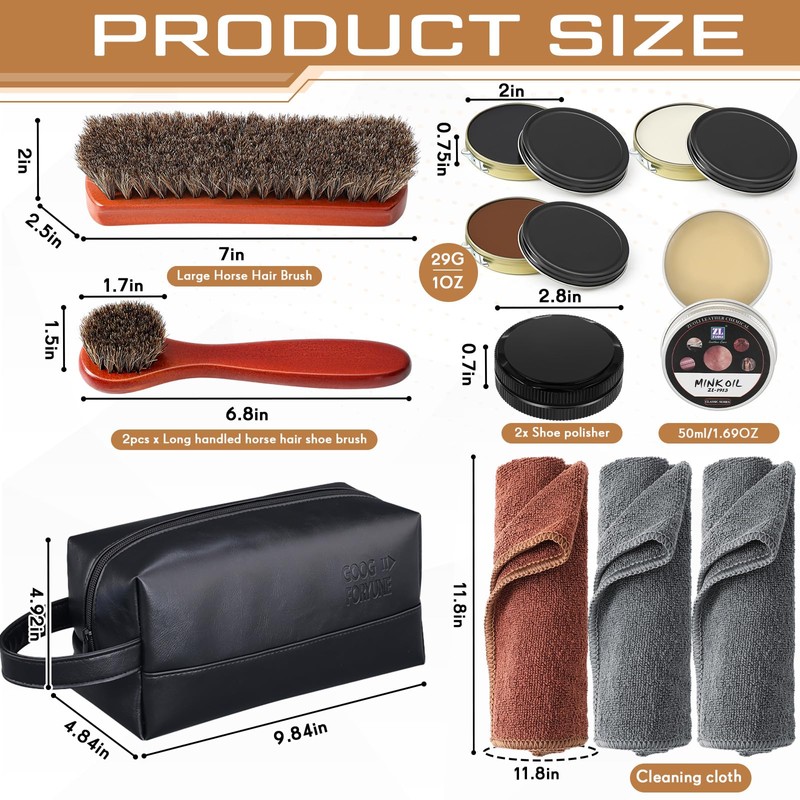 13 Pcs Shoe Polish Kit, Leather Boot Care Kit for