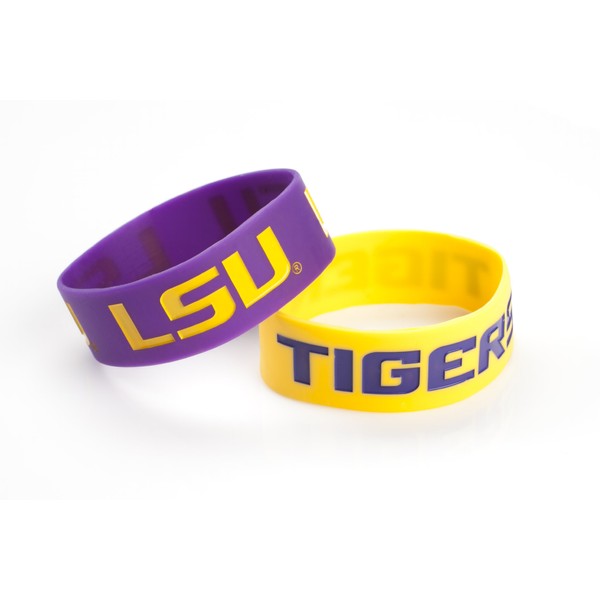 NCAA LSU Tigers Silicone Rubber Bracelet, 2-Pack