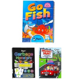 Regal Games - Go Fish, Garbage Monsters, Highway Hunt Card Games Set - Family-Friendly, Fun Card Games - Search & Find, Matching, Counting - Ages 3+ - Includes Game Cards & Instructions - 3 Pack
