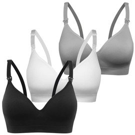 Derssity Women's Wireless Nursing Bra Comfy Sleeping Bra Soft Maternity Bra for Breastfeeding (B/W/G,XL)
