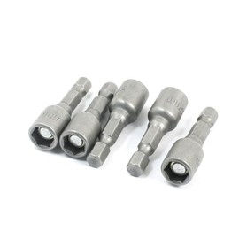 sourcingmap 8mm Magnetic Nut Driver Bit/Hex Socket, 42mm, Gray, 5-Piece
