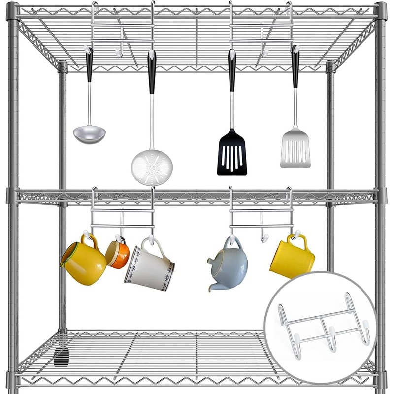 NYGHMY 6-Pack Wire Shelving Hooks - 3-Hook Hanging Organizer Attachments,