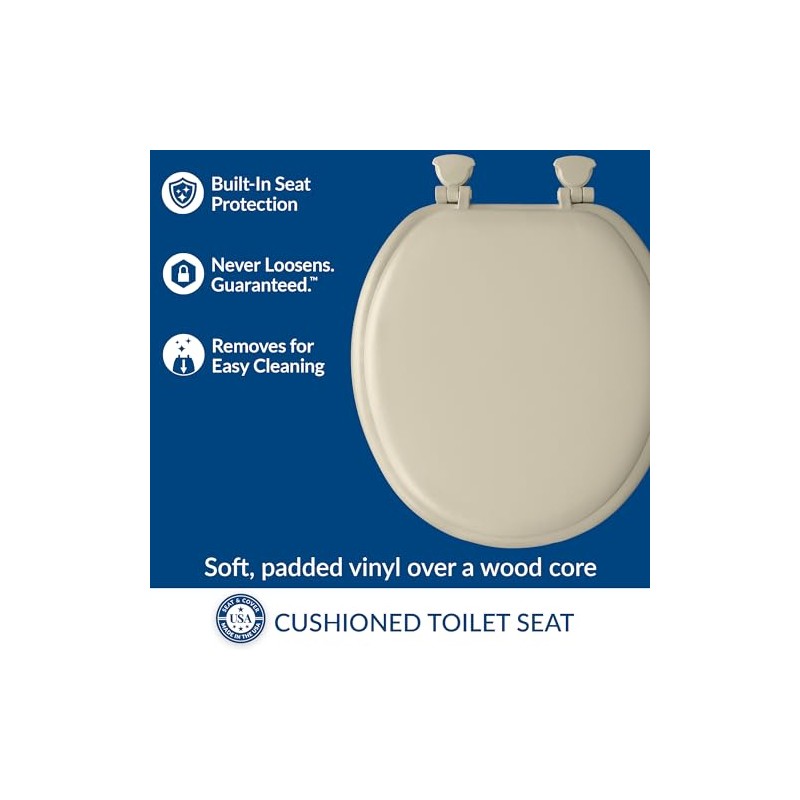 Mayfair Padded Toilet Seat, Cushioned Soft Vinyl over Wood Core