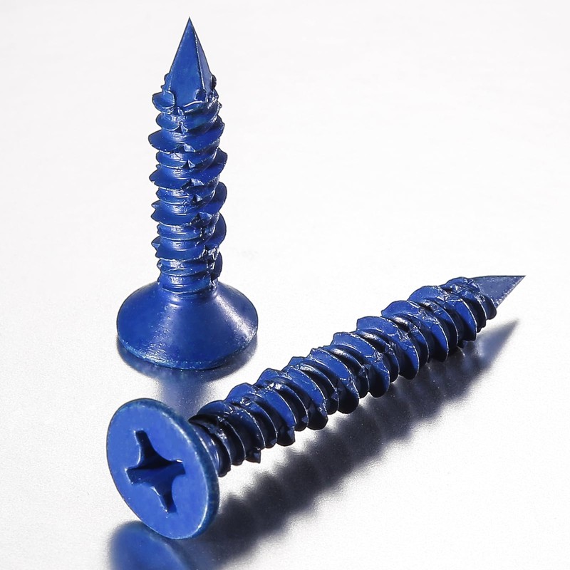 WenSilon(30 PCS) 3/16"x1-1/4 Concrete Screw Anchor Blue Flat Head for