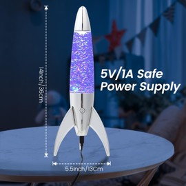 GorYeeFine LED Silver Star Glitter Lamp,Color Changing Motion Lamp Gift of Christmas for Adults and Kids LED Glitter Lamps with Rocket Feature for Room Decor as Night Light