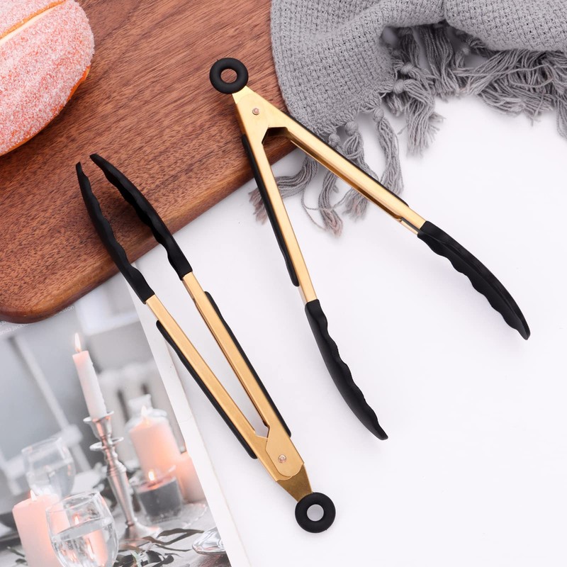Mafier 4-Piece Kitchen Food Tongs 7" Mini Silicone Serving Tongs