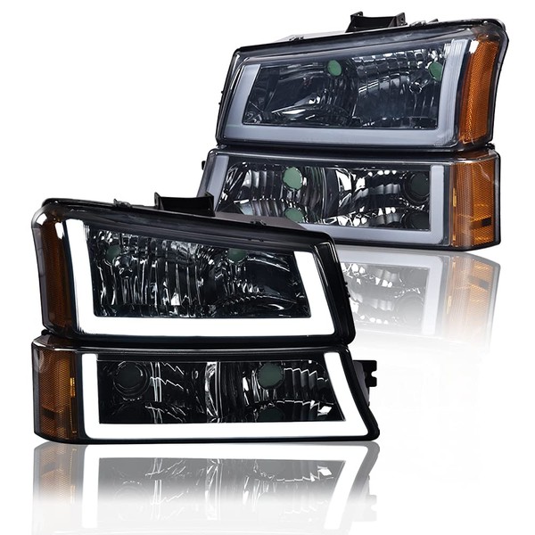 G-PLUS Headlights Assembly Fit Chevy Avalanche/Silverado 1500 2500HD 3500 2003-2006/Fit