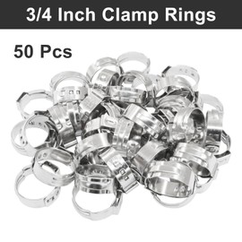 Murtenze 50 Pack Stainless Steel Clamps, 3/4 Inch Cinch Clamps Crimp Rings, Pinch Clamp Rings for PEX Tubing Pipe Fitting Connections