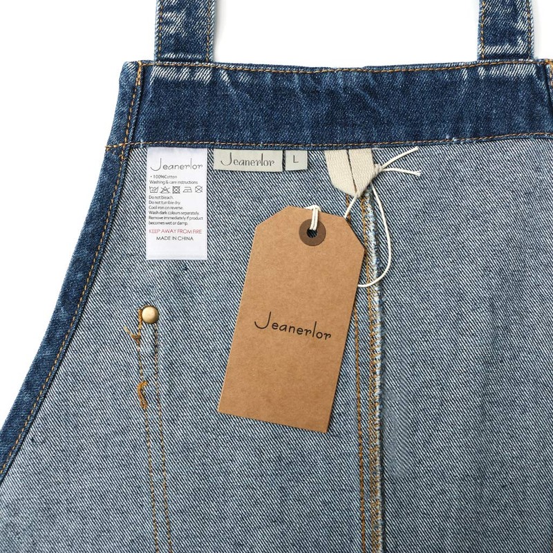 Jeanerlor Cotton Denim Cross Back Work Jean Apron with 5