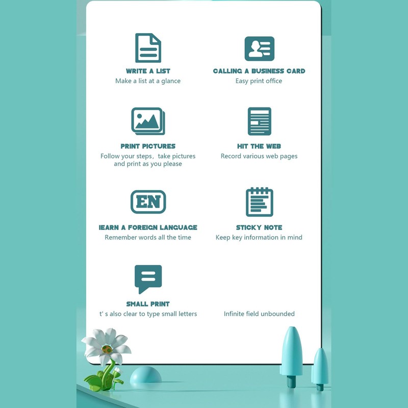 Mini Pocket Printer, Inkless Multipurpose Printing, Compact, Clear Photos, Mini