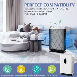 HE401 Filter for Shark Air Purifi-er 4, Compatible with Shark HE401 HE402 HE405 HE400, 3-in-1 Filtration for Shark HE400 with Air Purifi-er 4, #HE4FKPET, 2 Pack
