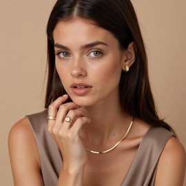 Einzelstück® Snake Chain Flat Necklace 925 Silver I 14K Gold I Rose Gold I Real Jewellery Women's Necklace I Classic Silver Chain (Italian Necklace), Sterling Silver, No Gemstone