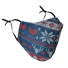 Delfina Stay Safe Wiederverwendbare Gesichtsmaske, Schutz, waschbar, Mund- und Nasenschutz, atmungsaktiv, Anti-Rauch, Verschmutzung, Fahrrad, Motorrad, Sport (Rentier)