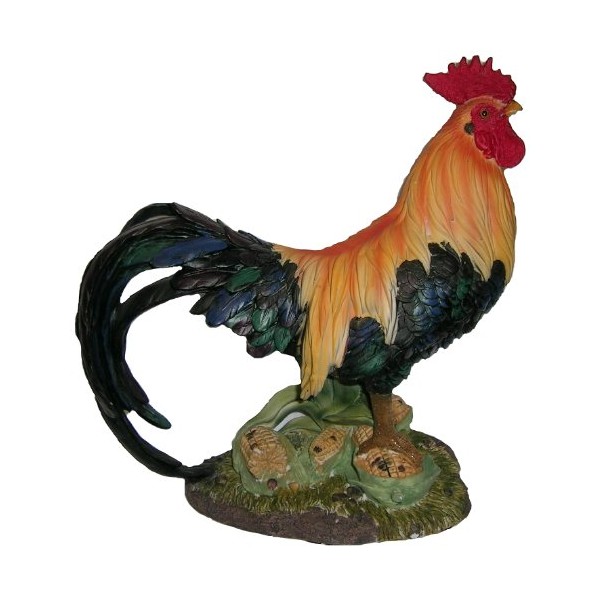 Hi-Line Gift Ltd Hand-Painted Poly-Stone Standing Rooster Figurine