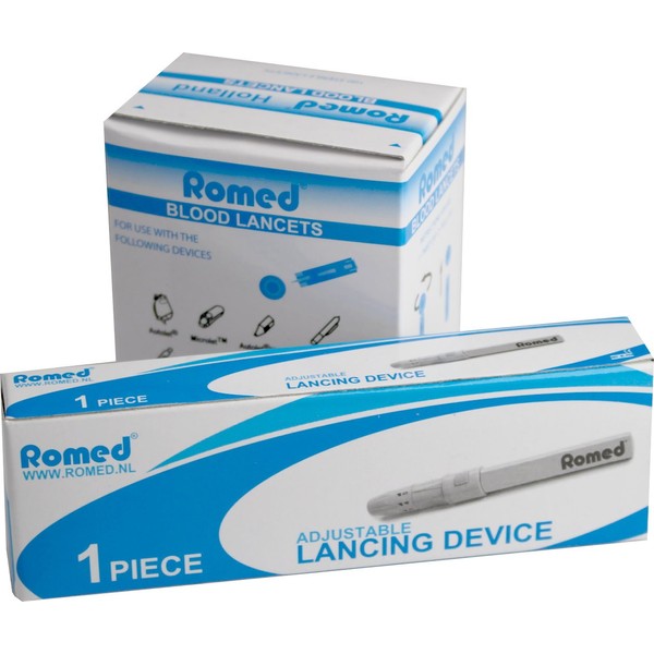 Blutlanzetten Lanzetten Tri-bevel Blau Stechautomat (100 Lanzetten+Stechautomat)