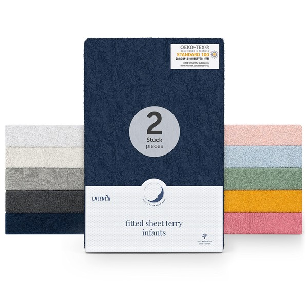 Laleni Set of 2 Terry Towelling Fitted Sheets for Cot
