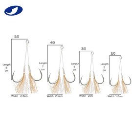 OCEAN CAT Rigged Assist Circle Hooks Dancing Stinger Jigging Slow Fall Fast Picth Jigs Hook Monster Butterfly Spirit Black Mamba for South California Tuna Bass Shark (Betterfly-4/0-Yellow, 10 Packs)