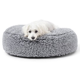 PELZIN Stoutwool Indestructible Dog Bed - Round Chew Proof Dog Bed - Fluffy Pillow Bed for Aggressive Chewers - Durable - Washable - Ideal for Small Dog Breeds - 25", Charcoal