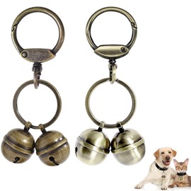 Morn Light Copper Pet Bells for Collars with Quick-Release Clasp - Audible Safety Trackers for Cats & Dogs, Outdoor Collar Accessories (Glossy Bronze+Bronze, 2-Pack)