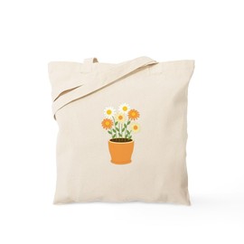 CafePress Pot Of Daisies Tote Bag Reusable Natural Beige Canvas Shopping Bag