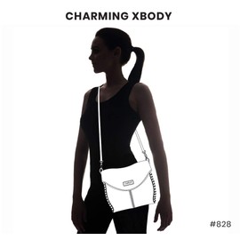 CHALA Charming Crossbody Bag with Zipper Flap Top and Metal Chain - Dark Brown - Dragonfly