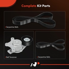 A-Premium Engine Serpentine Belt Drive Kit with Tensioner Compatible with Ford Edge 2011-2014 3.5L 3.7L & Lincoln MKX 2012-2015 3.7L, 3-PC Set