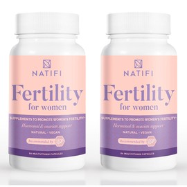 Natifi (2 Bottles Fertility Prenatal Vitamins Regulate Cycles Balance Hormones, Aid Ovulation. Conception Multivitamin for Women. 60 Caps Folic Acid, Myo Inositol, Vitex