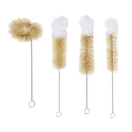 PATIKIL 7.5", 8.3", 9.8", 11.2" Straw Cleaner Brush Set, 1Set Stainless Steel Natural Pig Bristle Wool Tip Pipe Wire Cleaning Brush with Hook for Lab Glass Supplies Flask Tube Bottles
