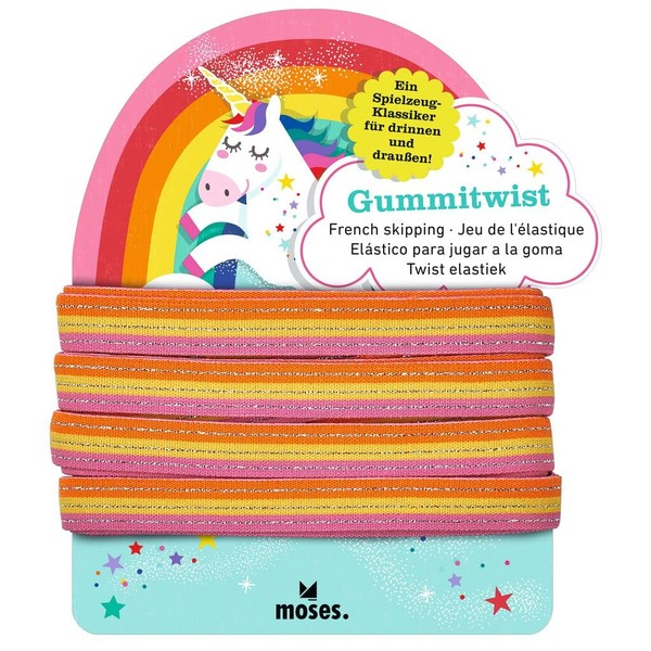 moses. Gummitwist Rainbow, Bouncy Rubber for Children with Glitter Yarn,