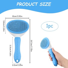 Self-Cleaning Slicker Brush Comb,Self-cleaning Slicker Brush Clean Pet Brush,Pet Grooming Self Cleaning Slicker Brush,Self-Cleaning Pet Grooming Brush,Self Cleaning Slicker Brush for Pet,Grey,Round