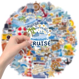 100 PCS Cruise Travel Stickers, Nautical Stickers, Travel Stickers for Luggage, Travel Scrapbook Stickers, Vacation Stickers Carnival Travel Stickers for Water Bottle Luggage Journals Scrapbook Guitar